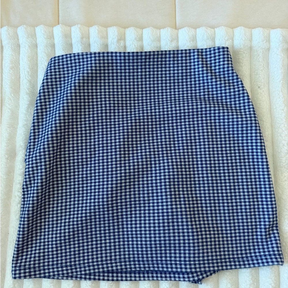 Topshop Navy Checkered Mini Skirt - Picture 4 of 4